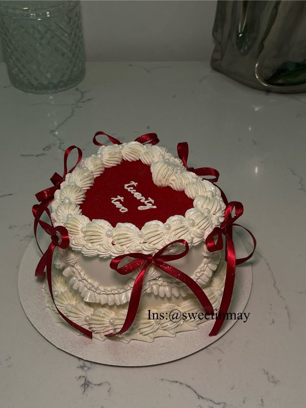 Red Heart on Top Cake