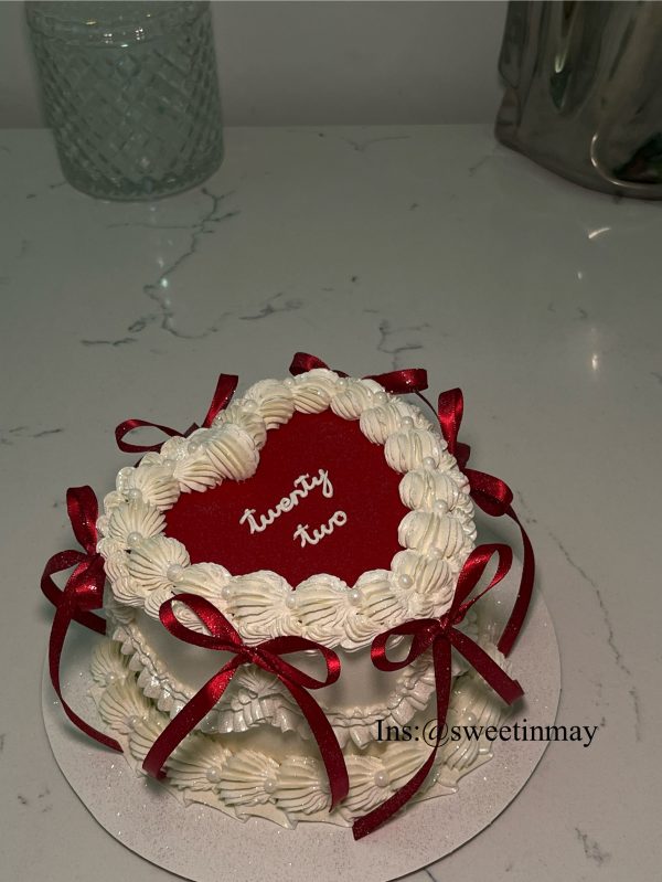 Red Heart on Top Cake